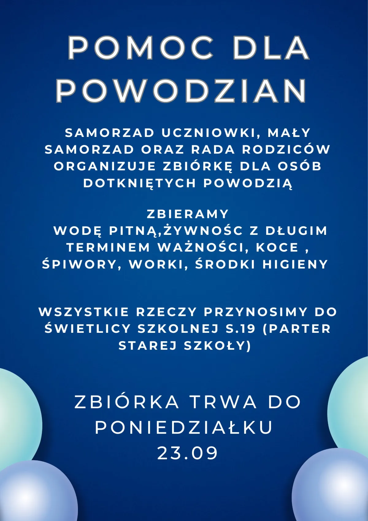 Plakat - pomoc dla powodzian