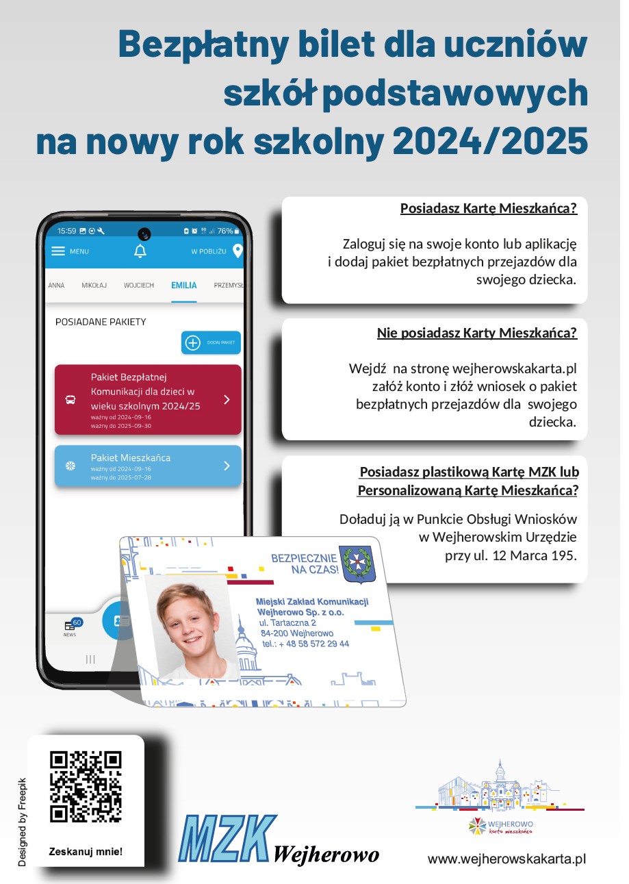 Pakiet Bezpłatnej Komunikacji dla dzieci na rok szkolny 2024/2025.